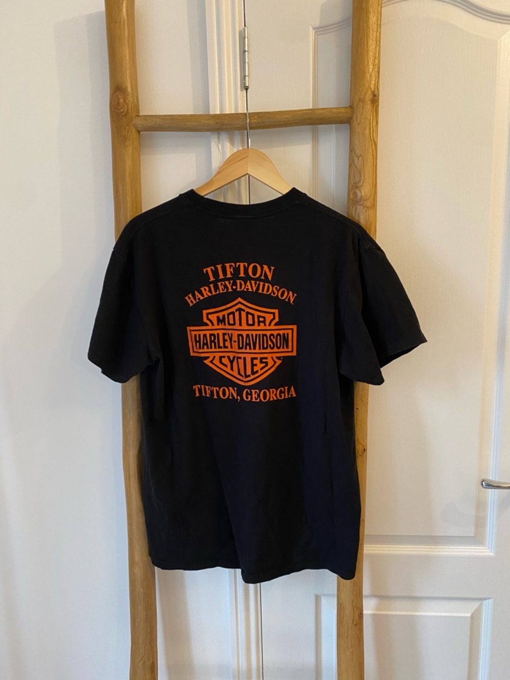 Harley-Davidson Tifton Georgia Black Orange Logo Short Sleeve T-Shirt Large